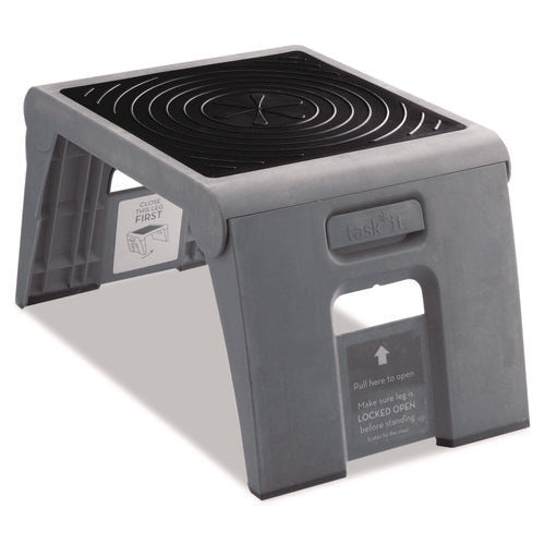 Folding Step Stool, 1-Step, 300 lb Capacity, 14 x 11.25 x 9.75, Slate-(CRA50051PK82)