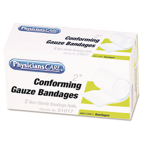 First Aid Conforming Gauze Bandage, Non-Steriile, 2" Wide, 2/Box-(FAO51017)