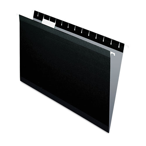 Colored Reinforced Hanging Folders, Legal Size, 1/5-Cut Tabs, Black, 25/Box-(PFX415315BLA)