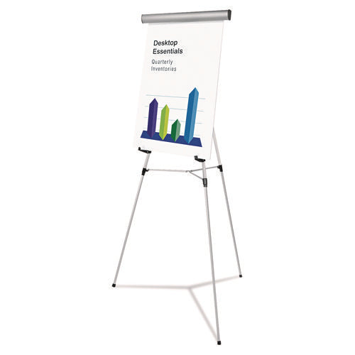 Heavy-Duty Adjustable Presentation Easel, 69" Maximum Height, Metal, Silver-(UNV43035)