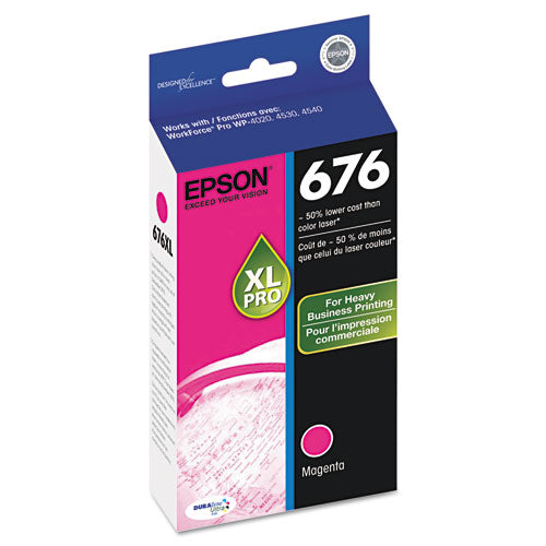 T676XL320-S (676XL) High-Yield Ink, 2,400 Page-Yield, Magenta-(EPST676XL320S)