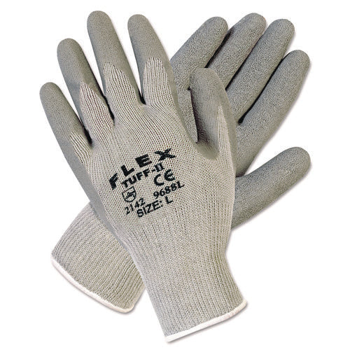 FlexTuff Latex Dipped Gloves, Gray, Large, 12 Pairs-(MPG9688L)