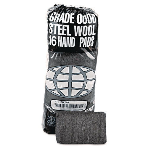 Industrial-Quality Steel Wool Hand Pad, #2 Medium Coarse, Steel Gray, 16/Pack, 12 Packs/Carton-(GMA117005)