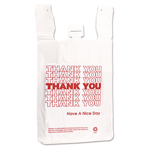 HDPE T-Shirt Bags, 14 microns, 12" x 23", White, 500/Carton-(IBSTHW2VAL)