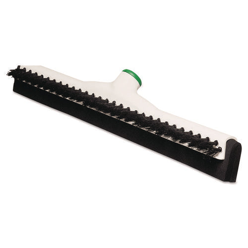 Sanitary Brush with Squeegee, Black Polypropylene Bristles, 18" Brush, Moss Plastic Handle-(UNGPB45A)