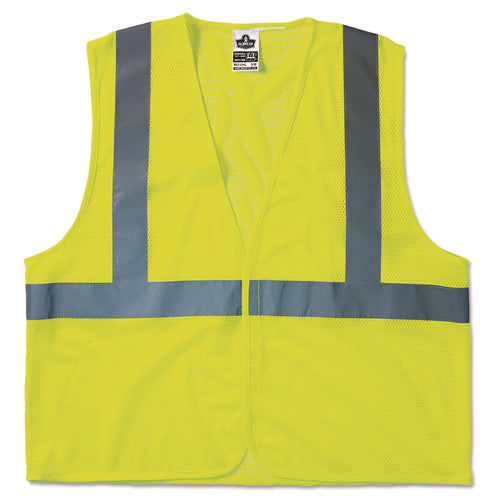GloWear 8210HL Class 2 Economy Vest, Polyester Mesh, Hook Closure, Large to X-Large, Lime-(EGO21025)