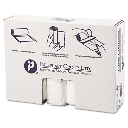 High-Density Interleaved Commercial Can Liners, 33 gal, 16 microns, 33" x 40", Clear, 25 Bags/Roll, 10 Rolls/Carton-(IBSS334016N)