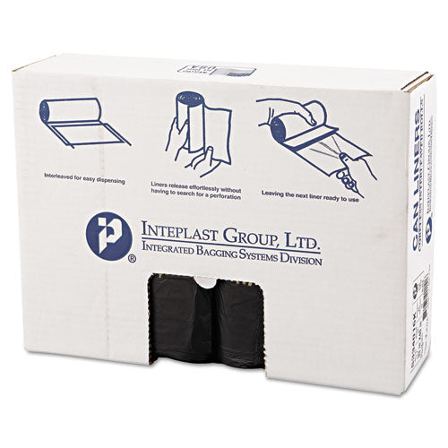 High-Density Interleaved Commercial Can Liners, 33 gal, 16 microns, 33" x 40", Black, 25 Bags/Roll, 10 Rolls/Carton-(IBSS334016K)