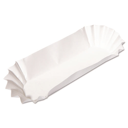 Fluted Hot Dog Trays, 6 x 2 x 2, White, Paper, 500/Sleeve, 6 Sleeves/Carton-(HFM610740)