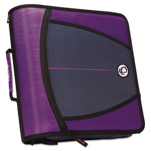 Large Capacity Zipper Binder, 3 Rings, 3" Capacity, 11 x 8.5, Purple-(CAED145PP)