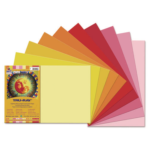 Tru-Ray Construction Paper, 76 lb Text Weight, 12 x 18, Assorted Cool/Warm Colors, 25/Pack-(PAC102948)