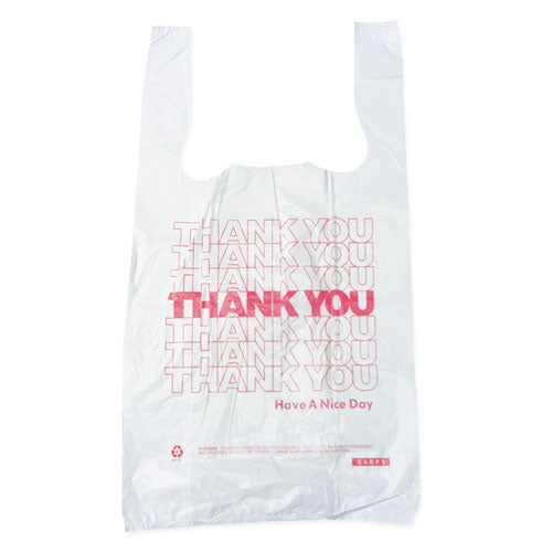 Plastic Thank-You T-Sack, 2 mil, 4" x 15", White, 2,000/Carton-(BPC6415THYOU)