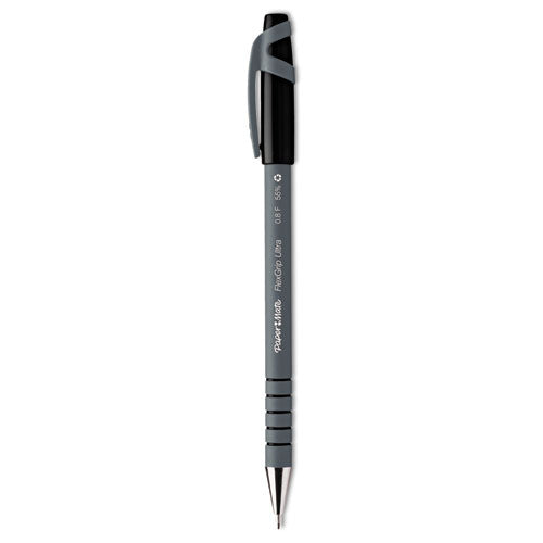 FlexGrip Ultra Ballpoint Pen, Stick, Fine 0.8 mm, Black Ink, Gray Barrel, Dozen-(PAP9680131)