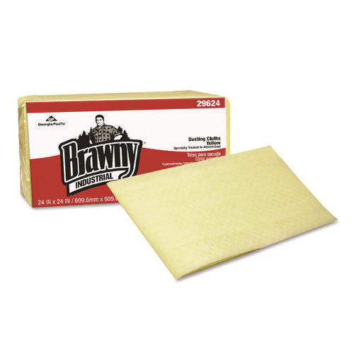 Dusting Cloths, Quarterfold, 24 x 24, Unscented, Yellow, 50/Pack, 4 Packs/Carton-(GPC29624)