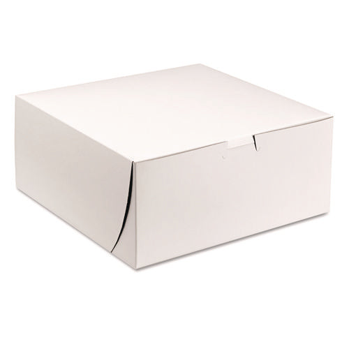 White One-Piece Non-Window Bakery Boxes, 9 x 9 x 4, White, Paper, 200/Carton-(SCH0961)