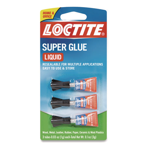 Super Glue, 0.11 oz, Dries Clear, 3/Pack-(LOC1710908)