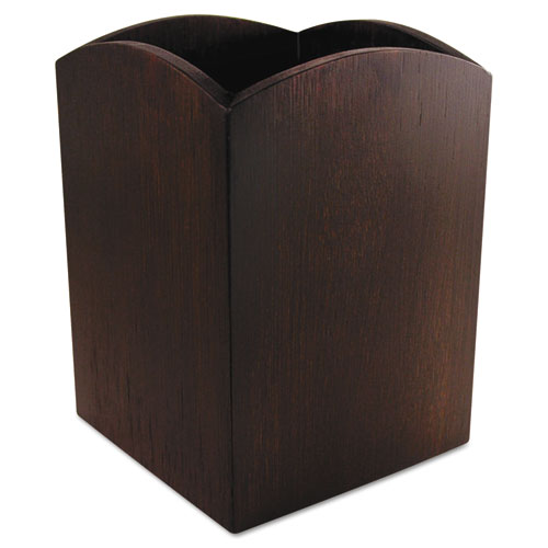 Bamboo Curved Pencil Cup, 3" Diameter x 4.25"h, Espresso Brown-(AOPART11005C)