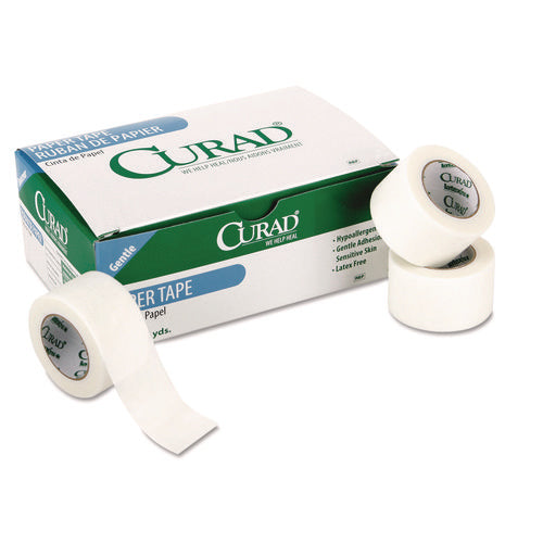 Paper Adhesive Tape, Medium-Duty, Acrylic/Paper, 1" x 10 yds, White, 12/Pack-(MIINON270001)