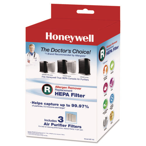 Allergen Remover Replacement HEPA Filters, 6.75 x 10.3, 3/Pack-(HWLHRFR3)