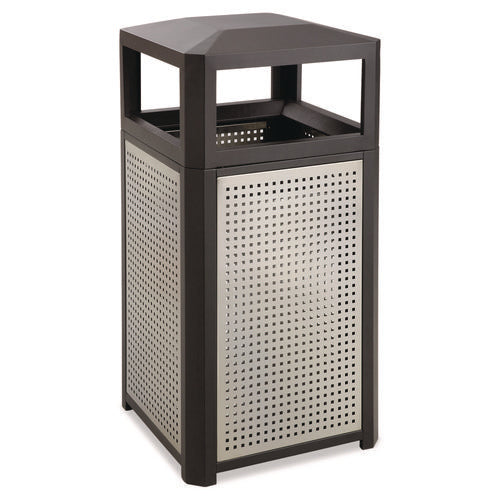 Evos Series Steel Waste Container, 15 gal, Steel, Black-(SAF9932BL)
