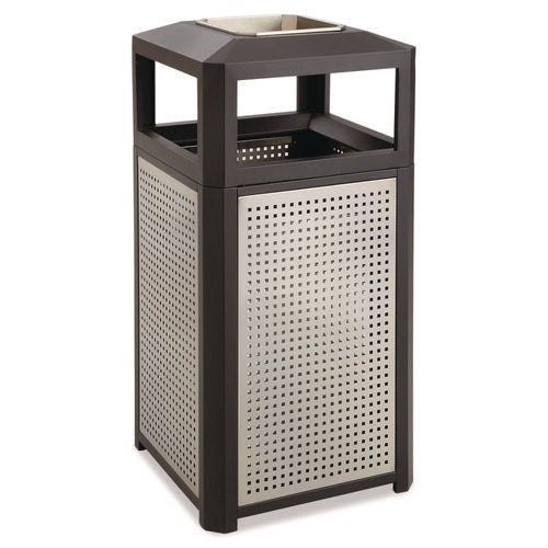 Evos Series Steel Waste Container, 38 gal, Steel, Black-(SAF9935BL)