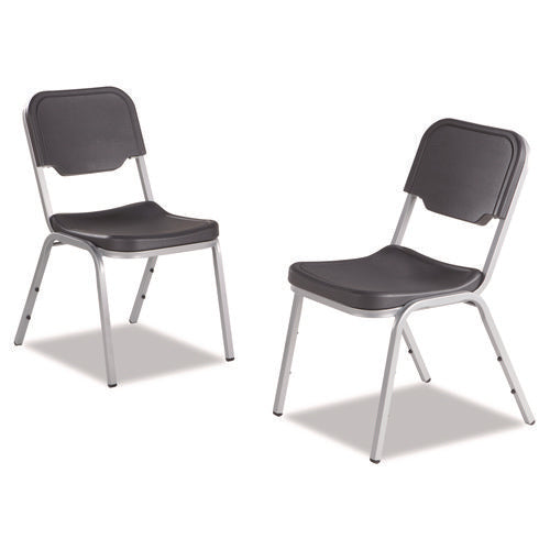 Rough n Ready Stack Chair, Supports Up to 500 lb, 17.5" Seat Height, Charcoal Seat, Charcoal Back, Silver Base, 4/Carton-(ICE64117)