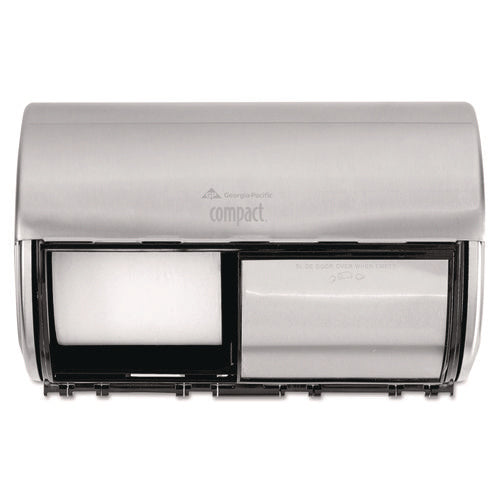 Compact Coreless Side-by-Side 2-Roll Dispenser, 10.13 x 6.75 x 7.13, Stainless Steel-(GPC56798)