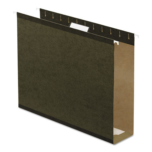 Extra Capacity Reinforced Hanging File Folders with Box Bottom, 3" Capacity, Letter Size, 1/5-Cut Tabs, Green, 25/Box-(PFX4152X3)