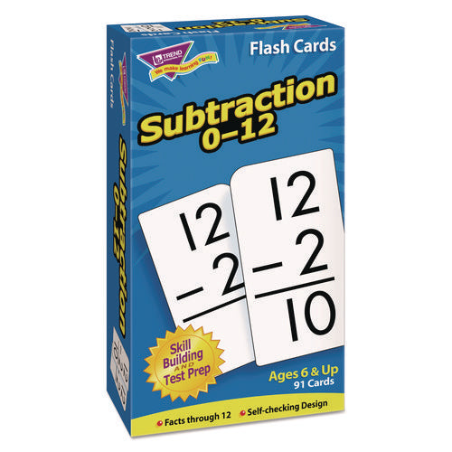 Skill Drill Flash Cards, Subtraction, 3 x 6, Black and White, 91/Pack-(TEPT53103)