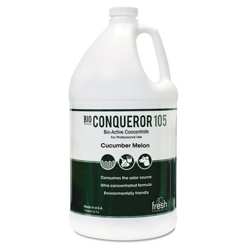 Bio Conqueror 105 Enzymatic Odor Counteractant Concentrate, Cucumber Melon, 1 gal Bottle, 4/Carton-(FRS1BWBCMF)