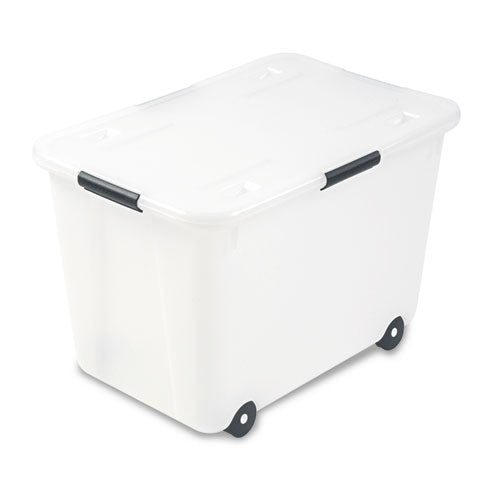 Rolling 15-Gal. Storage Box, Letter/Legal Files, 23.75" x 15.75" x 15.75", Clear-(AVT34009)
