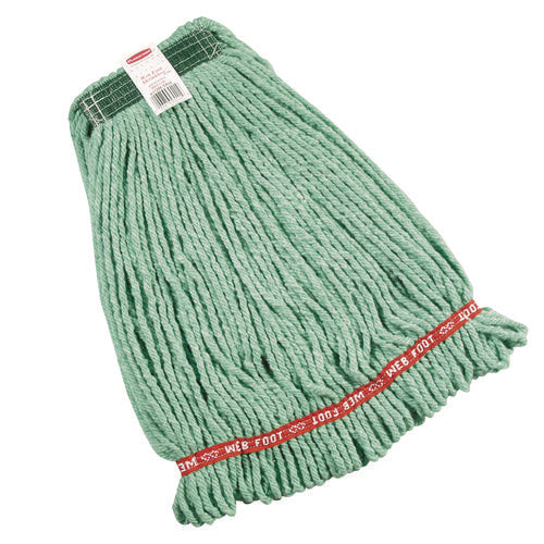 Web Foot Wet Mop Heads, Shrinkless, Cotton/Synthetic, Green, Medium-(RCPA212GRE)