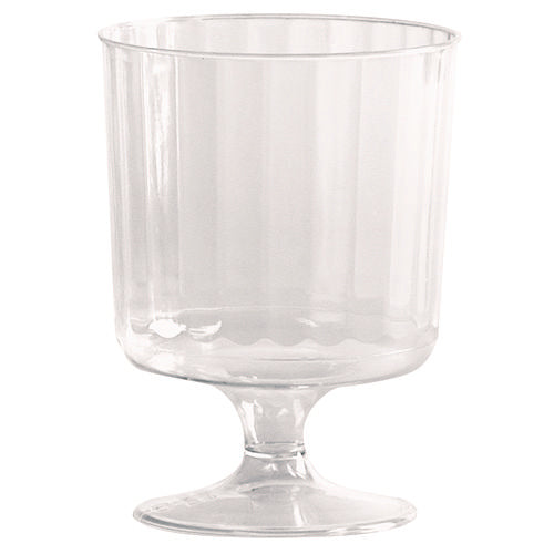 Classic Crystal Plastic Wine Glasses on Pedestals, 5 oz, Clear, Fluted, 10/Pack, 24 Packs/Carton-(WNACCW5240)