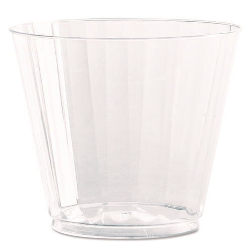 Classic Crystal Plastic Tumblers, 9 oz, Clear, Fluted, Squat, 20/Pack, 12 Packs/Carton-(WNACC9240)