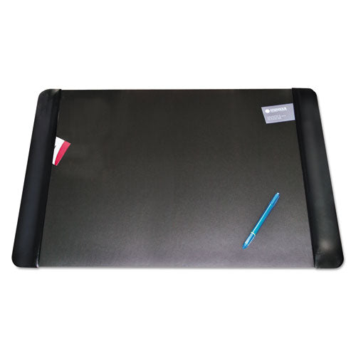 Executive Desk Pad with Antimicrobial Protection, Leather-Like Side Panels, 36 x 20, Black-(AOP413861)