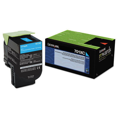 70C1XC0 Return Program Extra High-Yield Toner, 4,000 Page-Yield, Cyan-(LEX70C1XC0)