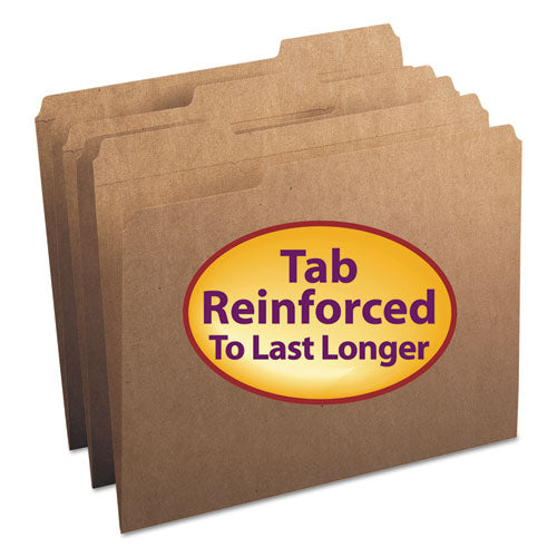 Heavyweight Kraft File Folder, 1/3-Cut Tabs: Assorted, Letter Size, 0.75" Expansion, 11-pt Kraft, Brown, 100/Box-(SMD10734)