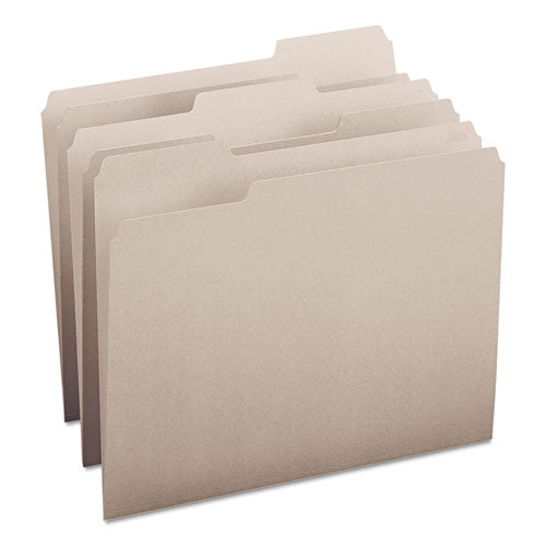 Colored File Folders, 1/3-Cut Tabs: Assorted, Letter Size, 0.75" Expansion, Gray, 100/Box-(SMD12343)