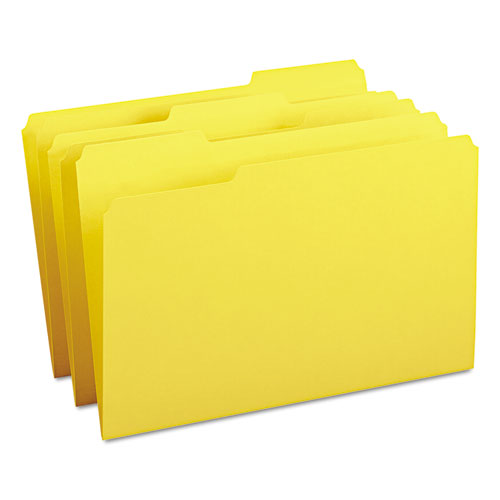 Colored File Folders, 1/3-Cut Tabs: Assorted, Legal Size, 0.75" Expansion, Yellow, 100/Box-(SMD17943)