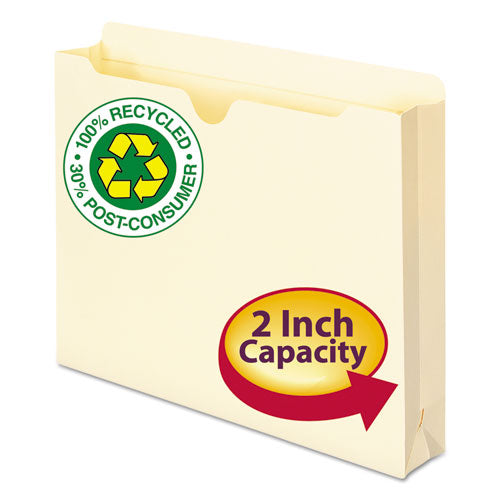 100% Recycled Top Tab File Jackets, Straight Tab, Letter Size, Manila, 50/Box-(SMD75605)