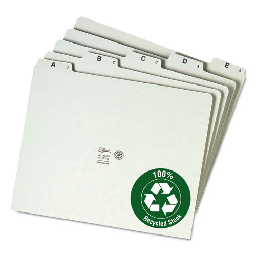 Alphabetic Top Tab Indexed File Guide Set, 1/5-Cut Top Tab, A to Z, 8.5 x 11, Green, 25/Set-(SMD50376)