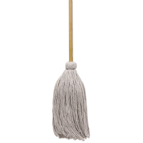 Cotton Deck Mop, 32 oz White Cotton Head, 50" Wood Handle, 6/Carton-(BWKCD50032S)