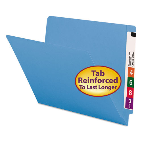Shelf-Master Reinforced End Tab Colored Folders, Straight Tabs, Letter Size, 0.75" Expansion, Blue, 100/Box-(SMD25010)