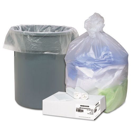 Can Liners, 33 gal, 11 microns, 33" x 40", Natural, 10 Bags/Roll, 10 Rolls/Carton-(WBIWHD3339)