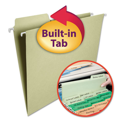 FasTab Hanging Folders, Letter Size, 1/3-Cut Tabs, Moss, 20/Box-(SMD64082)