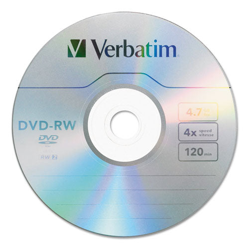DVD-RW Rewritable Disc, 4.7 GB, 4x, Spindle, Silver, 30/Pack-(VER95179)