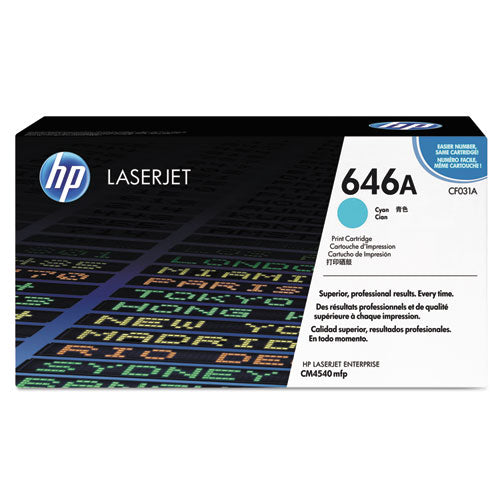 HP 646A, (CF031A) Cyan Original LaserJet Toner Cartridge-(HEWCF031A)