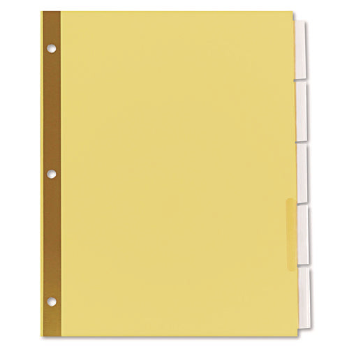 Deluxe Extended Insertable Tab Indexes, 5-Tab, 11 x 8.5, Buff, Clear Tabs, 6 Sets-(UNV21875)