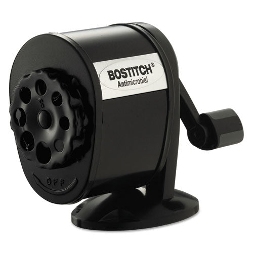 Antimicrobial Manual Pencil Sharpener, Manually-Powered, 5.44 x 2.69 x 4.33, Black-(BOSMPS1BLK)