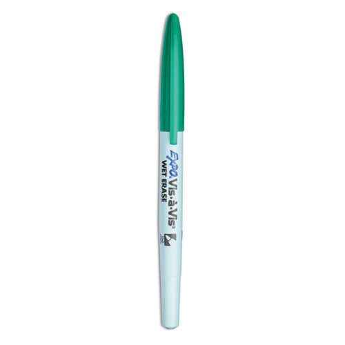 Vis-a-Vis Wet Erase Marker, Fine Bullet Tip, Green, Dozen-(SAN16004)